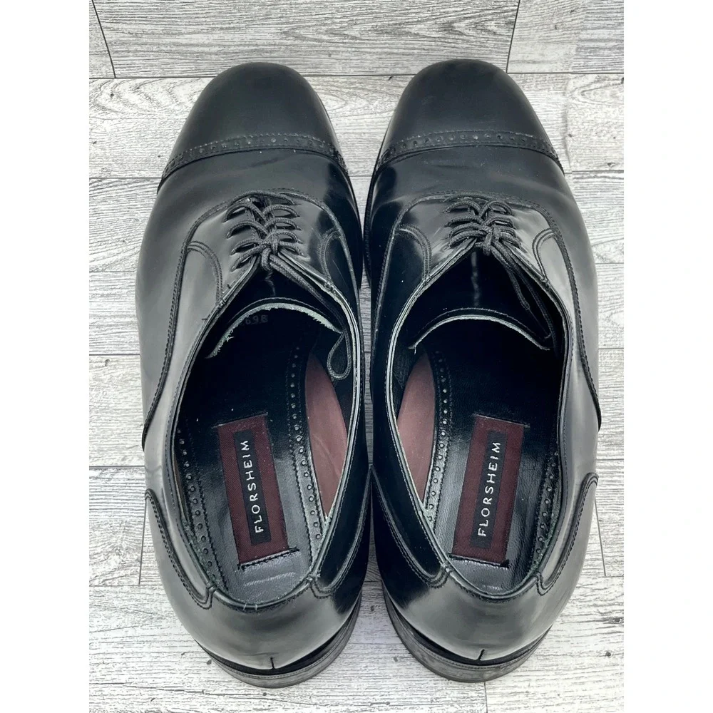 Florsheim Mens Oxford Cap Toe‎ Dress Shoes Black Leather Lace Up Size 10 3E